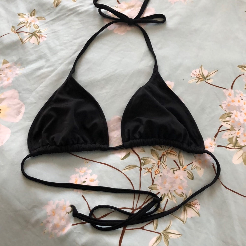 Black triangle string bikini top